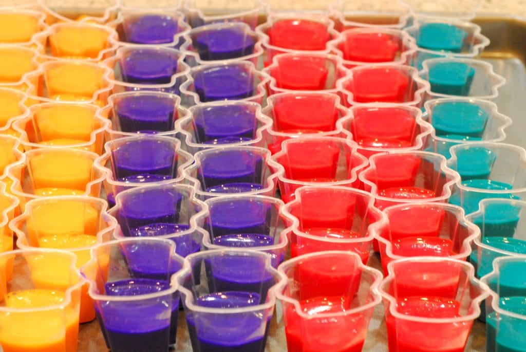 Team colors for NCAA College Football Jello Shots