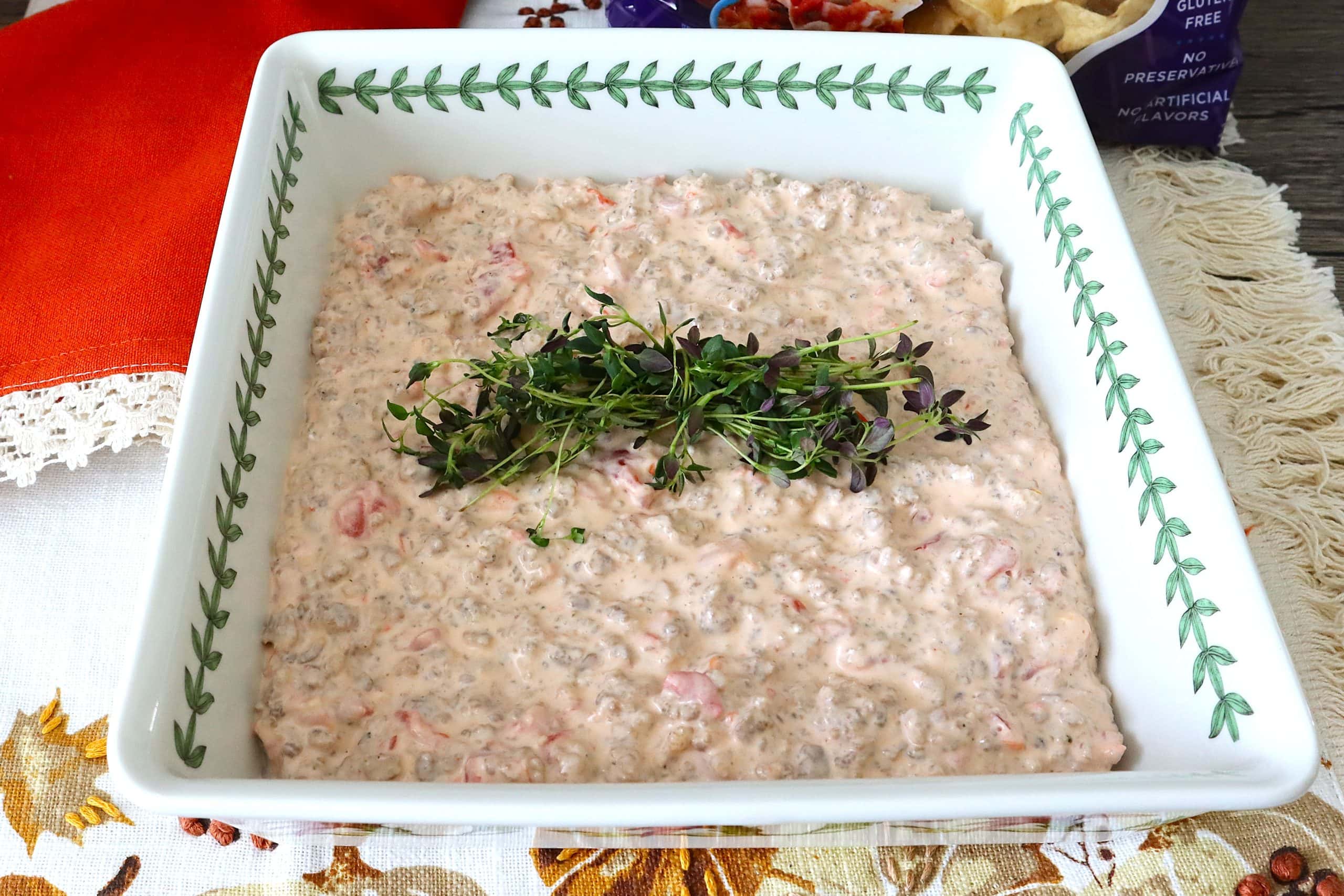 Simply Delicious, Your Easy Go-To Game Day Appetizer! Hot Sausage Dip