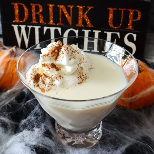 Feeling a little Halloween fright? Stir up a cauldron of Pumpkin Pie Martini delight!