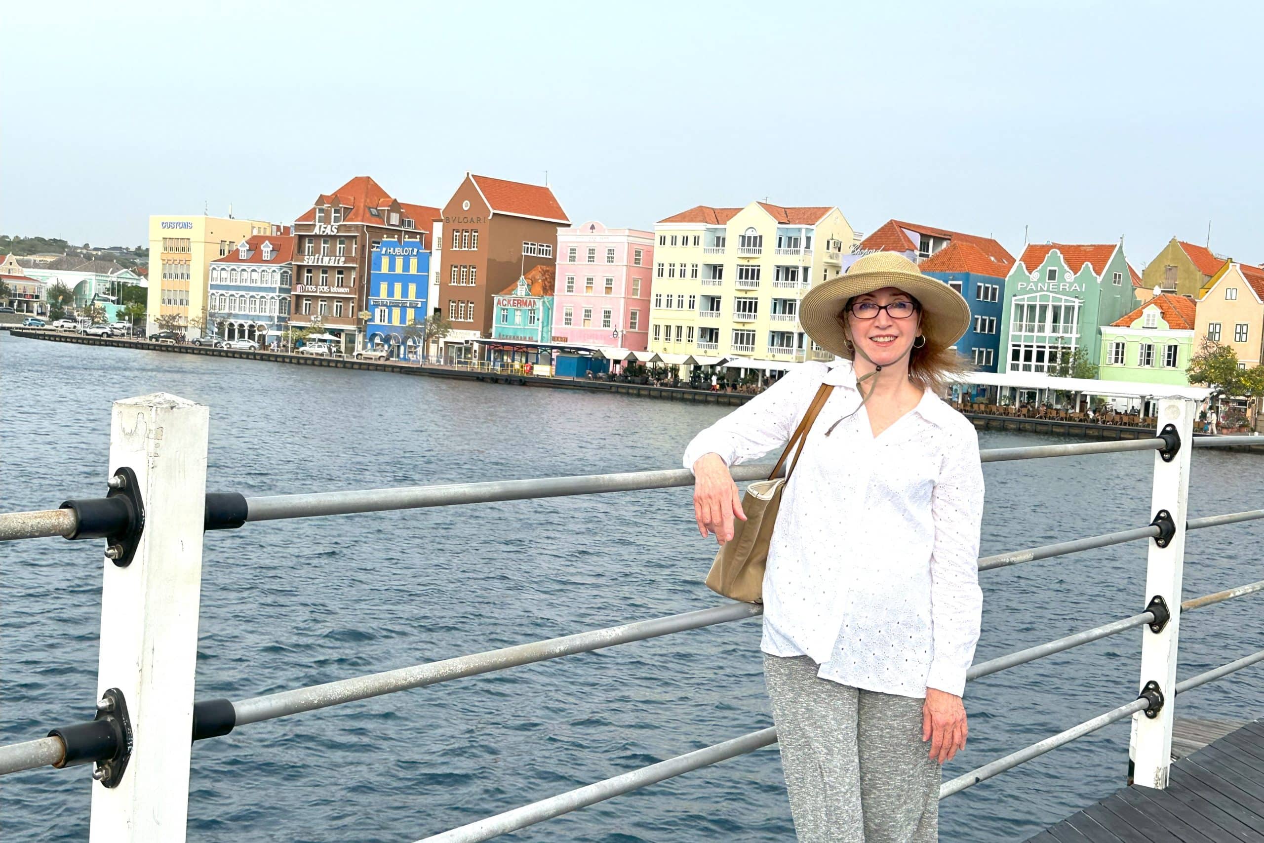 Susan on the Queen Emma Pontoon Bridge, Curacao