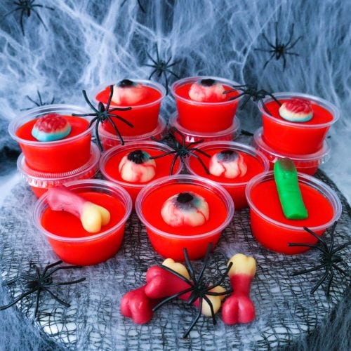 Blood Red Jello Shots with Eyeballs: The Perfect Halloween Party Treat